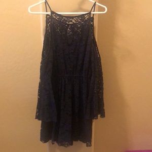 Lace dress with shoulder cut out